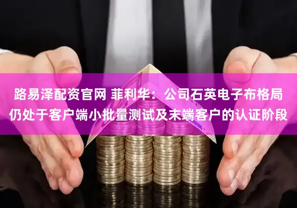 路易泽配资官网 菲利华：公司石英电子布格局仍处于客户端小批量测试及末端客户的认证阶段