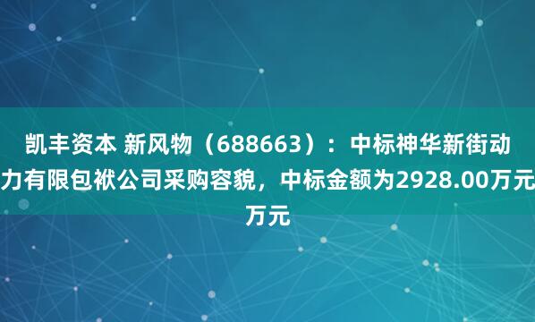 凯丰资本 新风物（688663）：中标神华新街动力有限包袱公司采购容貌，中标金额为2928.00万元